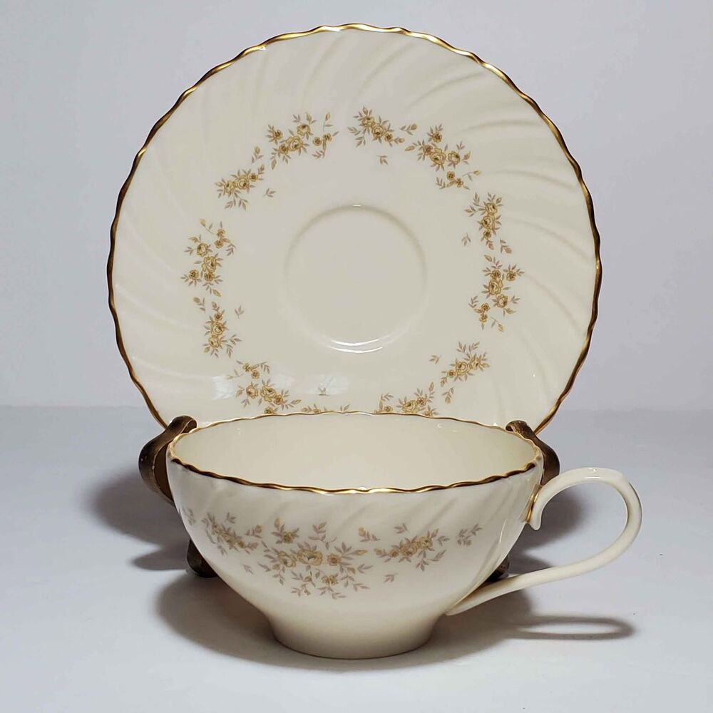 Lenox Teacup and Saucer Gaylord Yellow Flowers Vintage